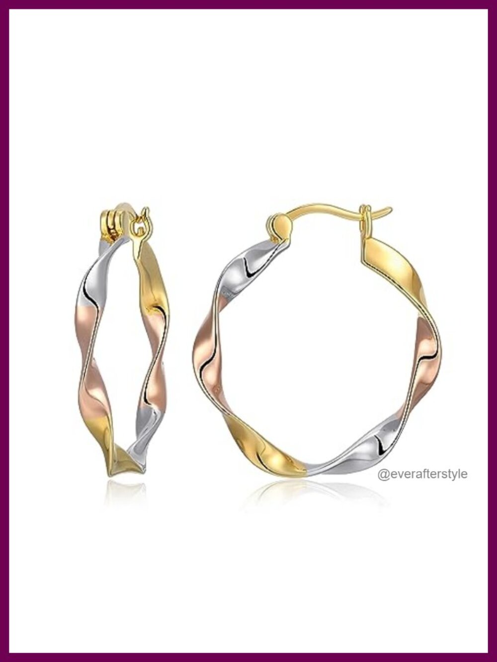 Twisted Hoop Earrings Hypoallergenic Sterling Silver 18k Gold Plated